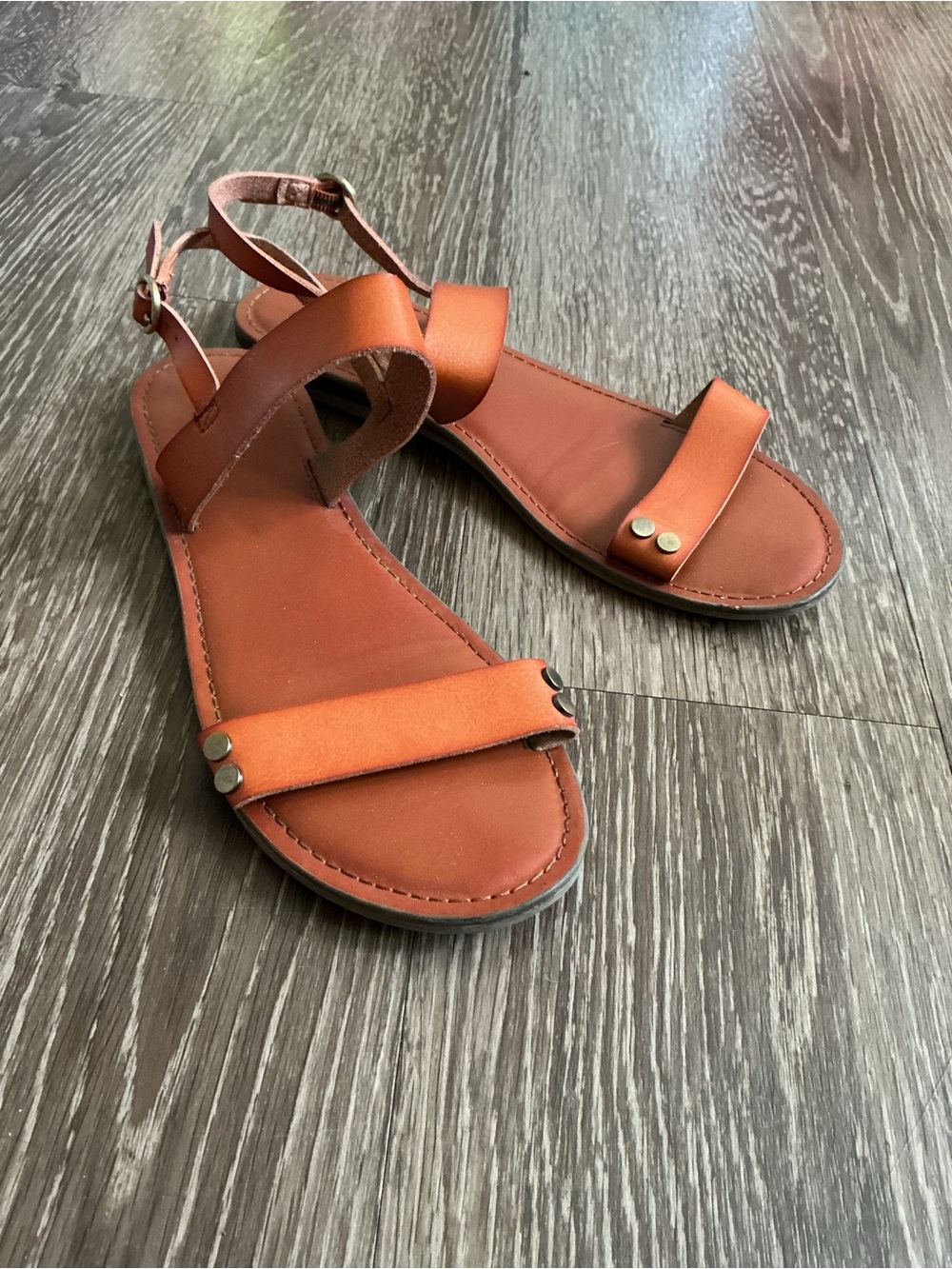 American Eagle Outfitters Women's Rust Orange Ankle Strap Sandals